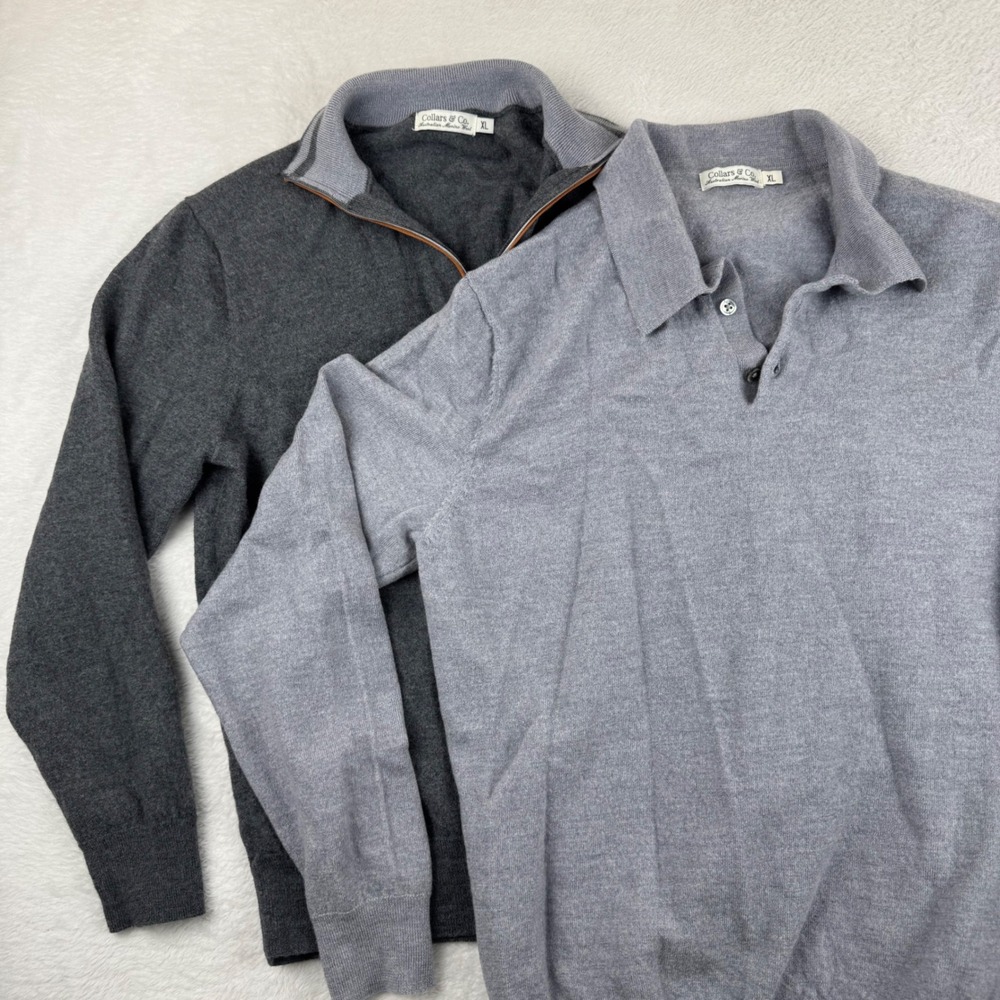 Club Monaco Men’s Grey Polo Sweater - Light Grey